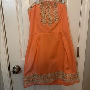 Peach Mudpie strapless dress size small new with tags